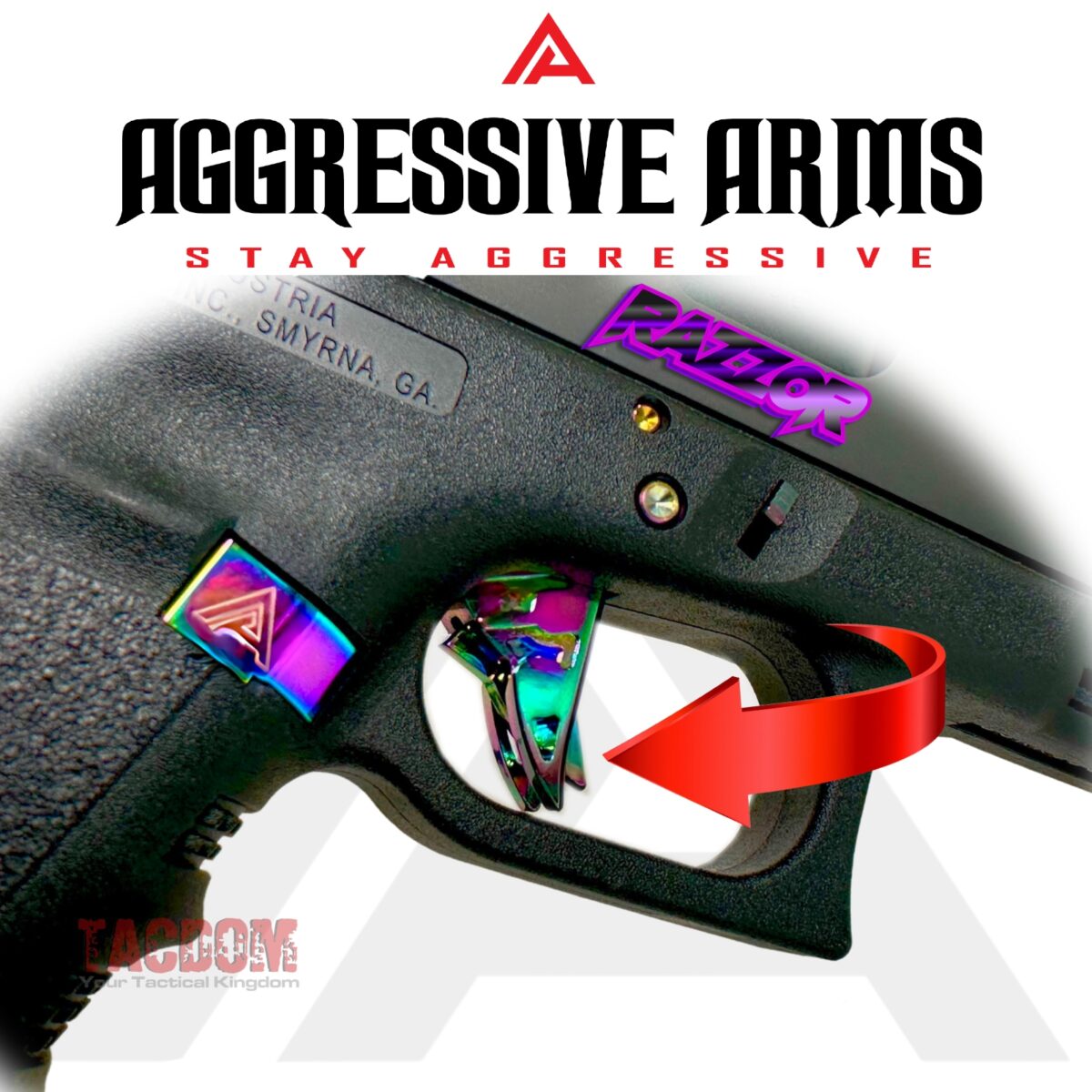 AGGRESSIVE ARMS RAZZOR JEWLERY RAINBOW FINISH for GLOCK GEN 1 2 3 4 5 "BILLET ALUMINUM" TRIGGER - Image 3