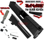 AGGRESSIVE ARMS SAVAGE EDITION RMSC OPTIC CUT Slide BLACK for GLOCK 43 43X PF9SS 9mm 416 STAINLESS + FLUSH CUT BARREL + UPPER PARTS
