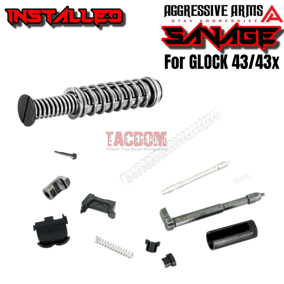 AGGRESSIVE ARMS SAVAGE EDITION RMSC OPTIC CUT Slide BLACK for GLOCK 43 43X PF9SS 9mm 416 STAINLESS + FLUSH CUT BARREL + UPPER PARTS - Image 2