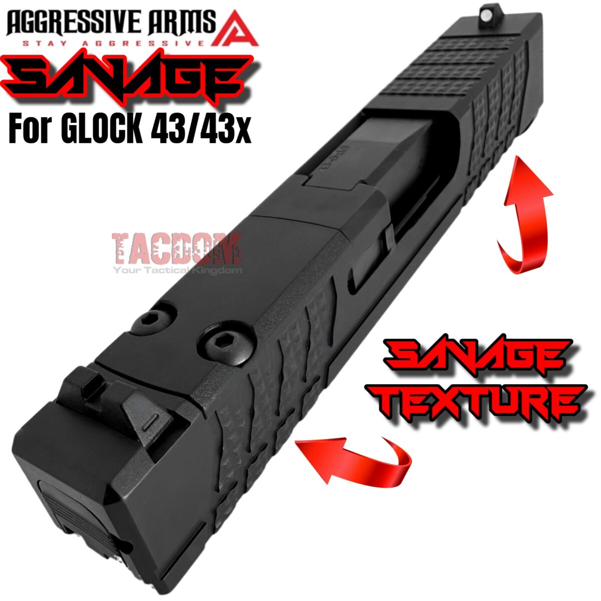 AGGRESSIVE ARMS SAVAGE EDITION RMSC OPTIC CUT Slide BLACK for GLOCK 43 43X PF9SS 9mm 416 STAINLESS + FLUSH CUT BARREL + UPPER PARTS - Image 4