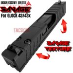 AGGRESSIVE ARMS SAVAGE EDITION RMSC OPTIC CUT Slide BLACK for GLOCK 43 43X PF9SS 9mm 416 STAINLESS + FLUSH CUT BARREL + UPPER PARTS - Image 4