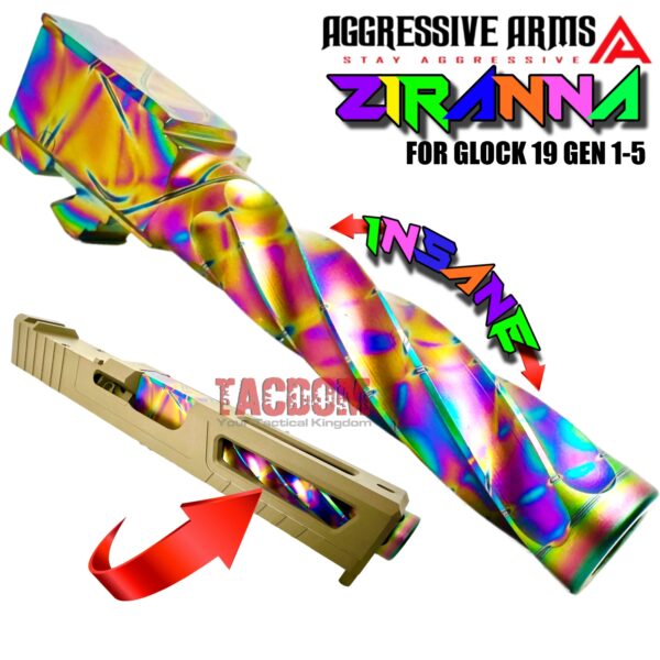 AGGRESSIVE ARMS ZIRANNA WILD SPIRAL Match RAINBOW STAINLESS STEEL Barrel for GLOCK 19 GEN 1-5 - 9mm