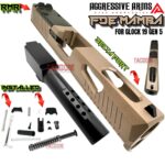 AGGRESSIVE ARMS FDE MAMBA PORTED SLIDE AND BARREL COMPLETE WITH PARTS INSTALLED FOR GLOCK 19 GEN 5 - VAPOR