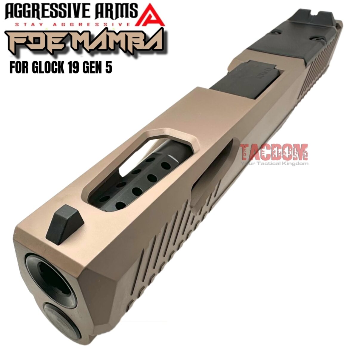 AGGRESSIVE ARMS FDE MAMBA PORTED SLIDE AND BARREL COMPLETE WITH PARTS INSTALLED FOR GLOCK 19 GEN 5 - VAPOR - Image 2