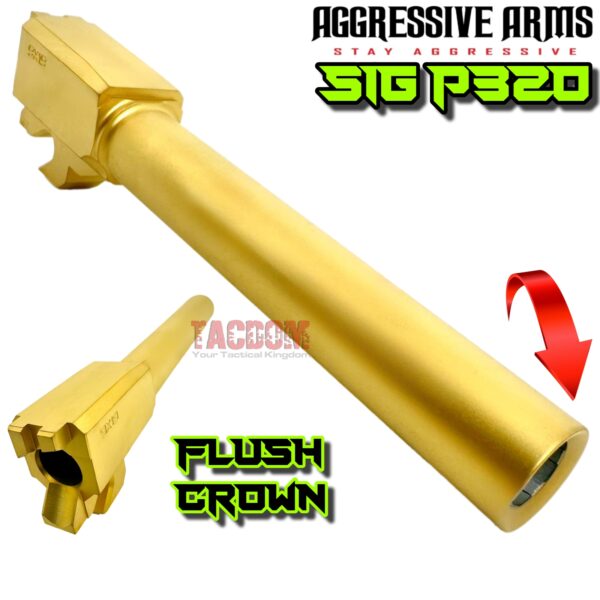 AGGRESSIVE ARMS GOLD TIN barrel for the FULL SIZE SIG P320 - USA MADE - STAINLESS - SAMMI SPEC - for the P320 SLIDE THAT ACCEPTS A 4.7" BARREL