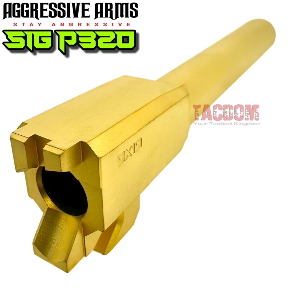 AGGRESSIVE ARMS GOLD TIN barrel for the FULL SIZE SIG P320 - USA MADE - STAINLESS - SAMMI SPEC - for the P320 SLIDE THAT ACCEPTS A 4.7" BARREL - Image 2