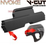 NVOKE For GLOCK 43 43X 48 EXTENDED "V-CUT" PATTERN SLIDE LOCK TAKE DOWN - 316 STAINLESS - BLACK