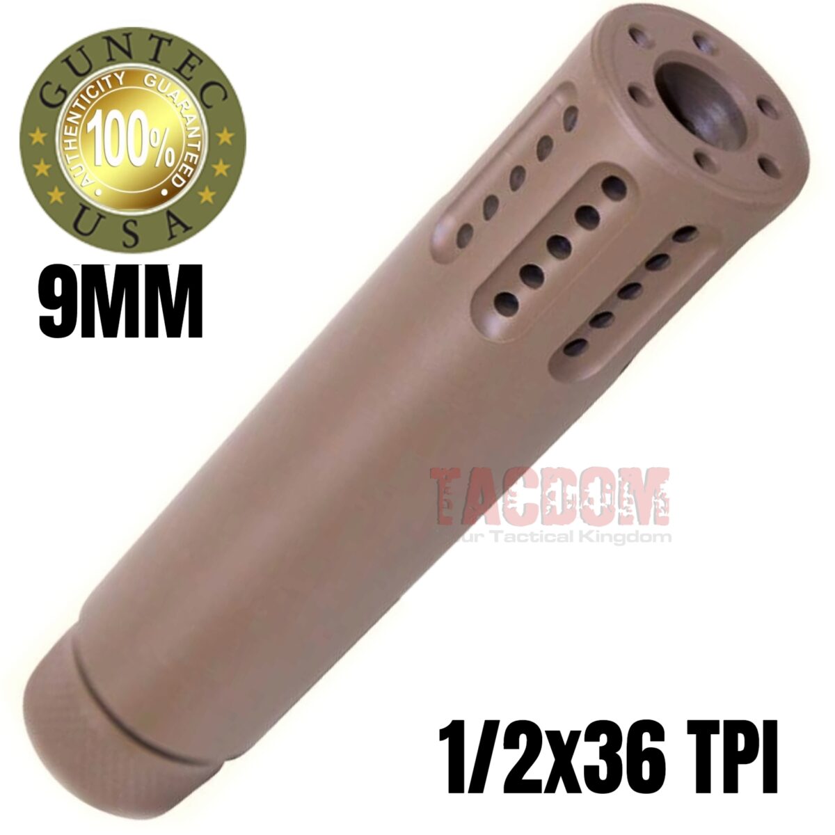 GUNTEC USA AR 9 CAL SLIP OVER BARREL SHROUD WITH MULTI PORT Comp 9MM 1/2 X 36 TPI - Image 1
