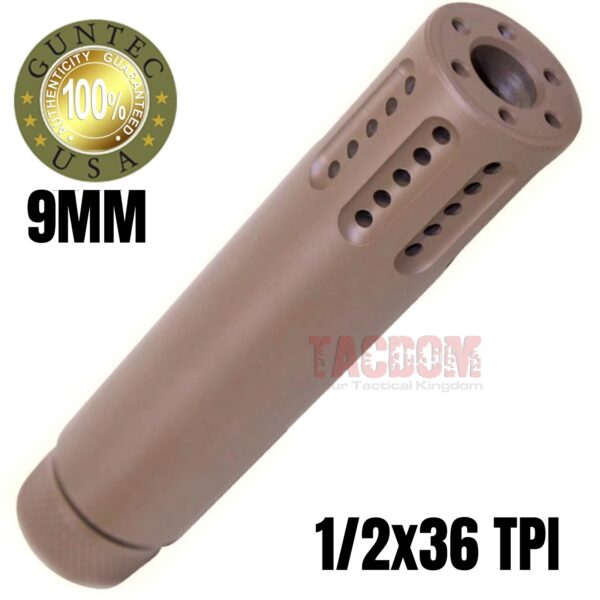 GUNTEC USA AR 9 CAL SLIP OVER BARREL SHROUD WITH MULTI PORT Comp 9MM 1/2 X 36 TPI