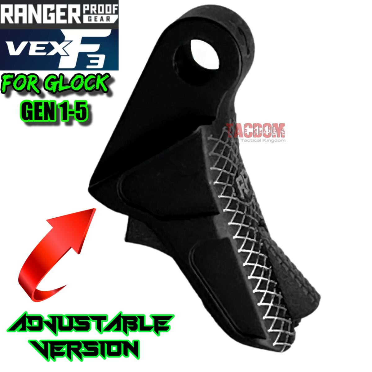 RANGER PROOF / JOHNNY GLOCK COLLABORATION VEX F3 "ALL" STEALTH Black/Black "ADJUSTABLE VERSION" TRIGGER for GLOCK GEN 1 2 3 4 5 - 17 19 19X 20 21 22 23 24 26 27 31 32 33 34 35 37 36 38 39 43 43x 45 48 - Image 3