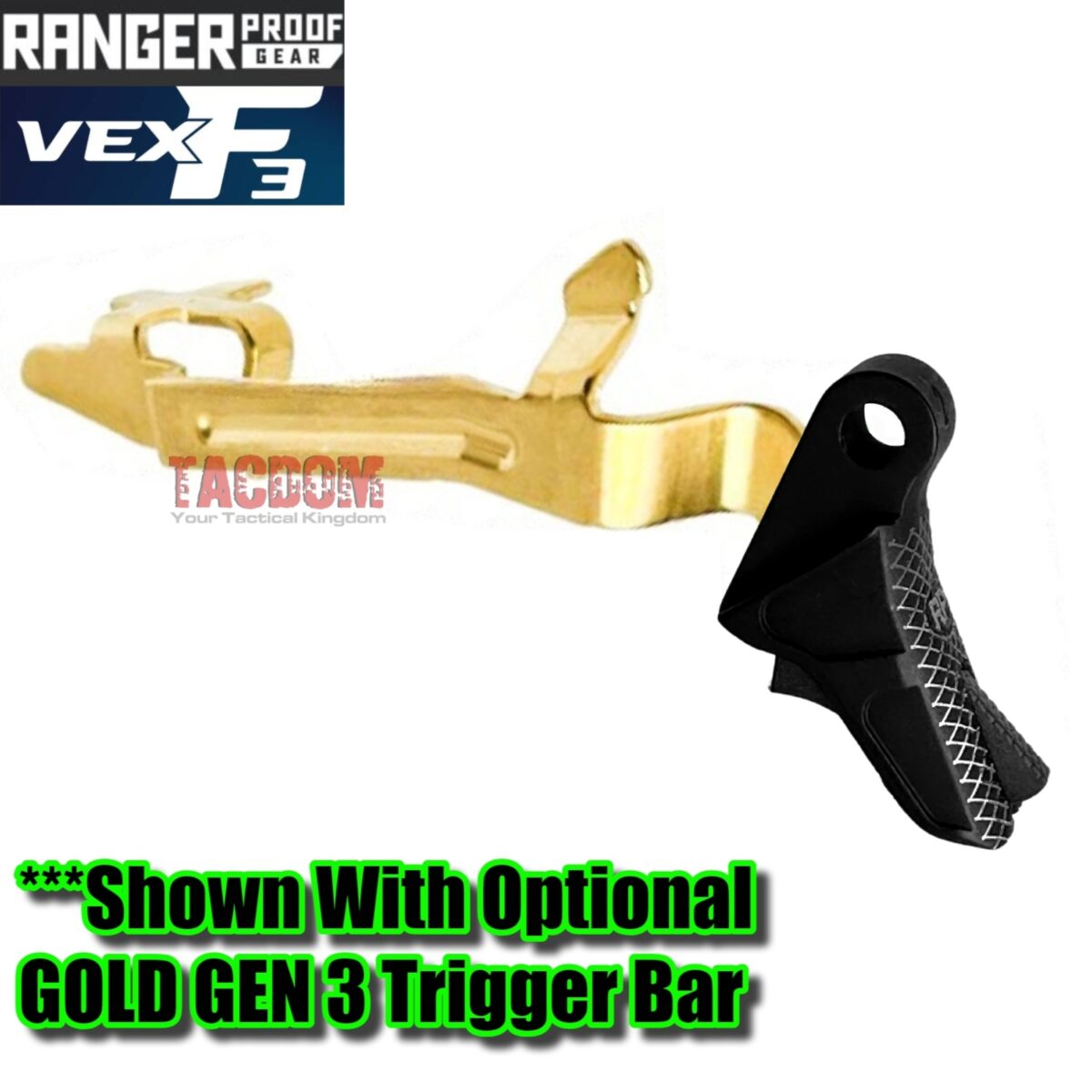 RANGER PROOF / JOHNNY GLOCK COLLABORATION VEX F3 "ALL" STEALTH Black/Black "ADJUSTABLE VERSION" TRIGGER for GLOCK GEN 1 2 3 4 5 - 17 19 19X 20 21 22 23 24 26 27 31 32 33 34 35 37 36 38 39 43 43x 45 48 - Image 7