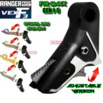 RANGER PROOF / JOHNNY GLOCK COLLABORATION VEX F3 Black /SILVER TWO-TONE "ADJUSTABLE VERSION" TRIGGER for GLOCK GEN 1 2 3 4 5 - 17 19 19X 20 21 22 23 24 26 27 31 32 33 34 35 37 36 38 39 43 43x 45 48 (Copy)