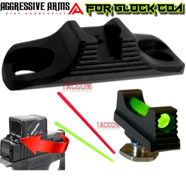 AGGRESSIVE ARMS STANDARD Height FIBER OPTIC Sights for GLOCK COA 19 45 47 INCLUDES GREEN, RED, & YELLOW RODS