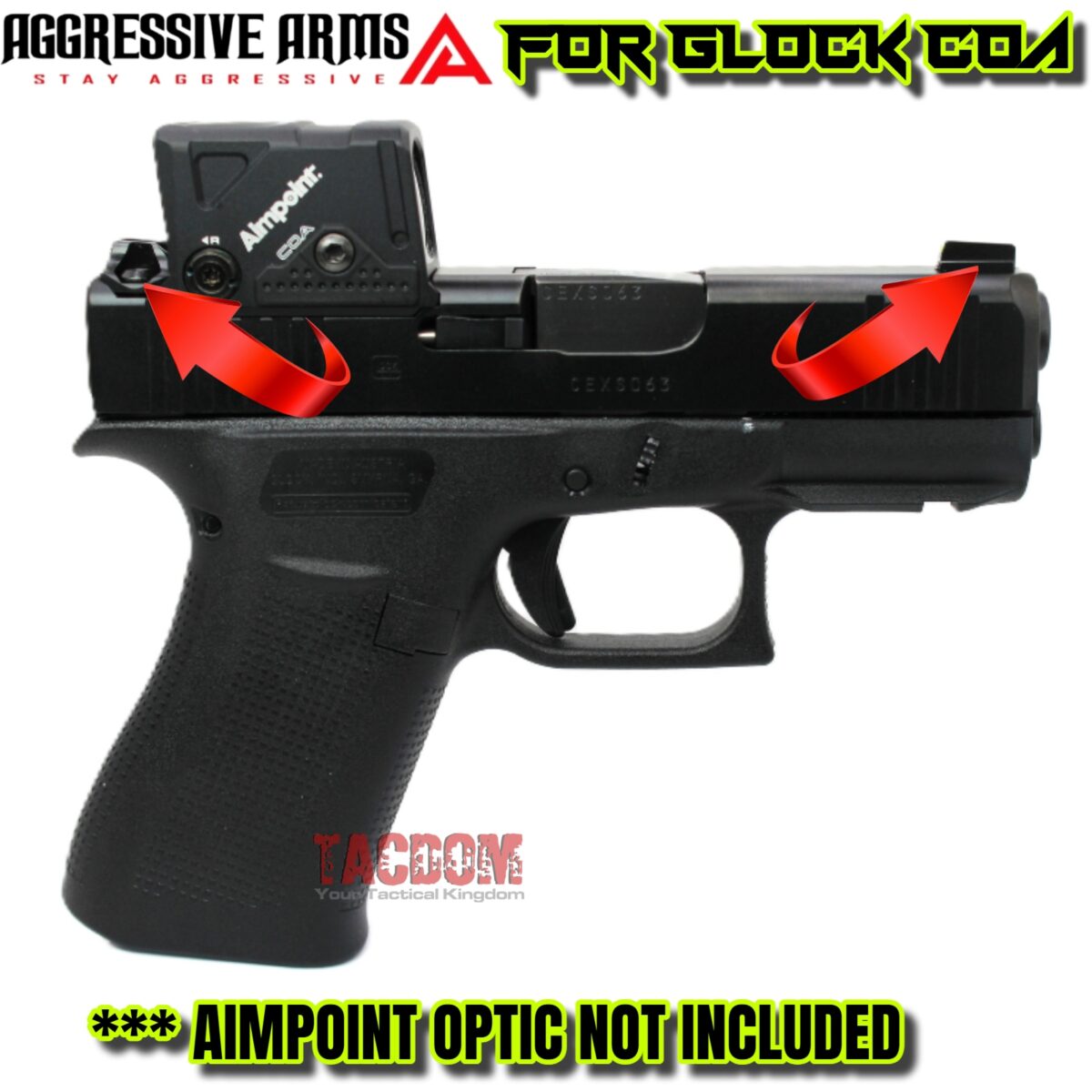 AGGRESSIVE ARMS STANDARD Height NIGHT FISION TRITIUM Sights for GLOCK COA 19 45 47 - Image 2
