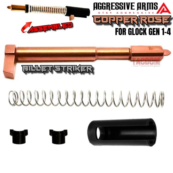 AGGRESSIVE ARMS USA POLISHED COPPER ROSE BILLET STRIKER / FIRING PIN ASSEMBLY for Glock GEN 1-4