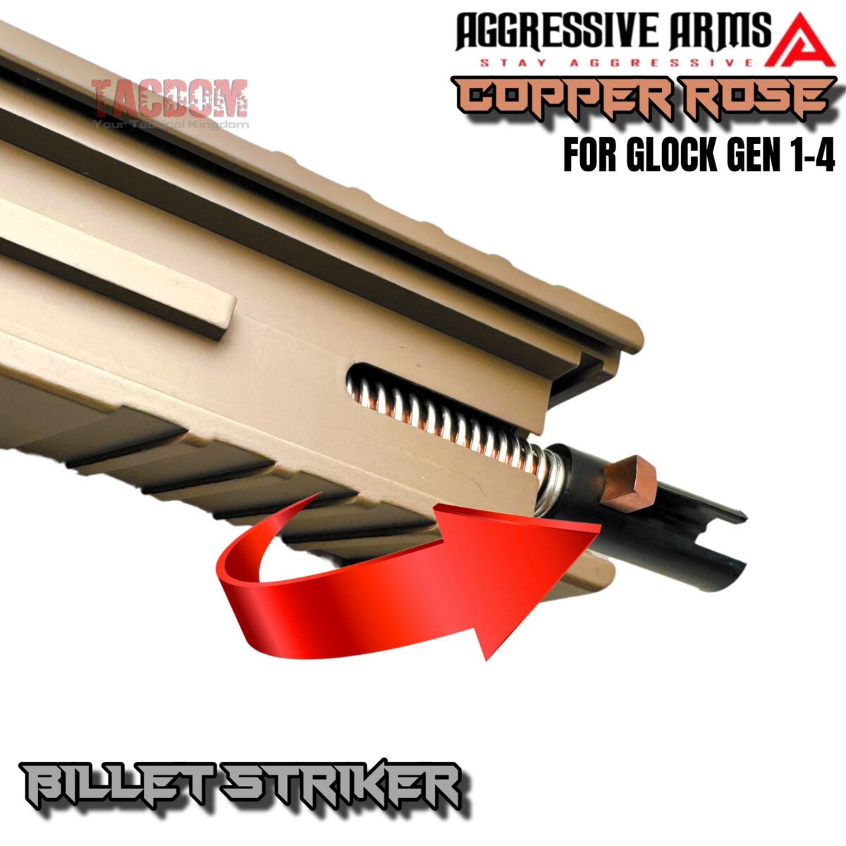 AGGRESSIVE ARMS USA POLISHED COPPER ROSE BILLET STRIKER / FIRING PIN ASSEMBLY for Glock GEN 1-4 - Image 3