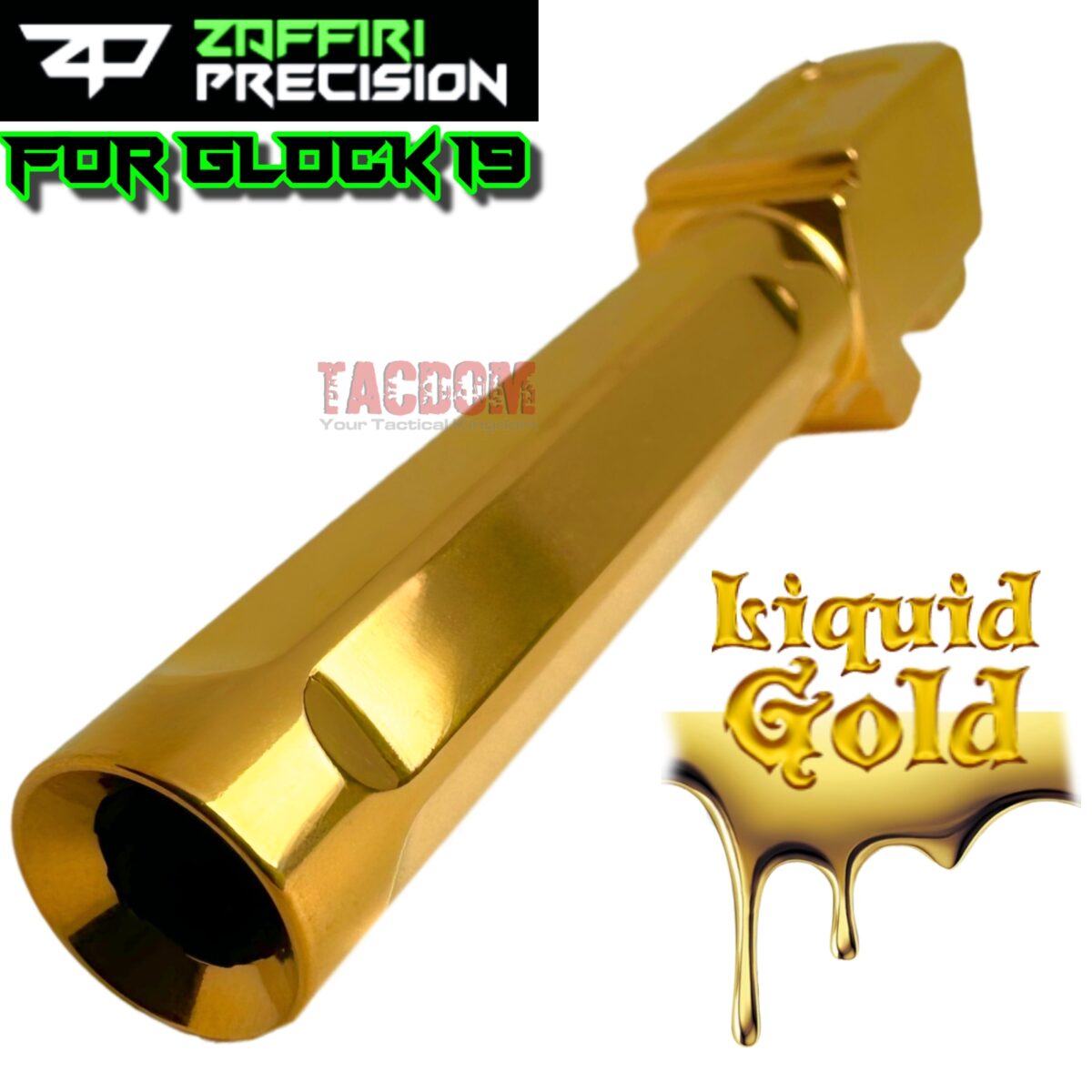 ZAFFIRI BLACK ZPS.P RMR SLIDE For GLOCK 19 GEN 3 + SHINY GOLD FLUSH CUT FLUTED BARREL - Image 10