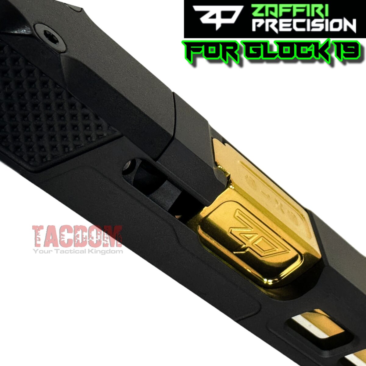 ZAFFIRI BLACK ZPS.P RMR SLIDE For GLOCK 19 GEN 3 + SHINY GOLD FLUSH CUT FLUTED BARREL - Image 11