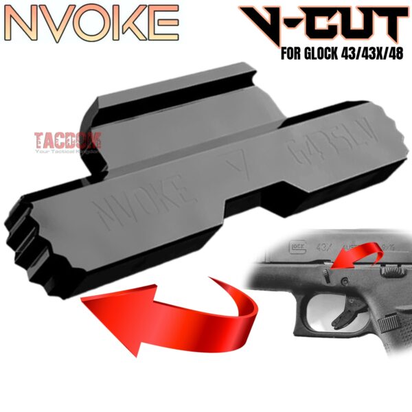 NVOKE For GLOCK 43 43X 48 EXTENDED SLIDE LOCK TAKE DOWN - 316 STAINLESS - BLACK