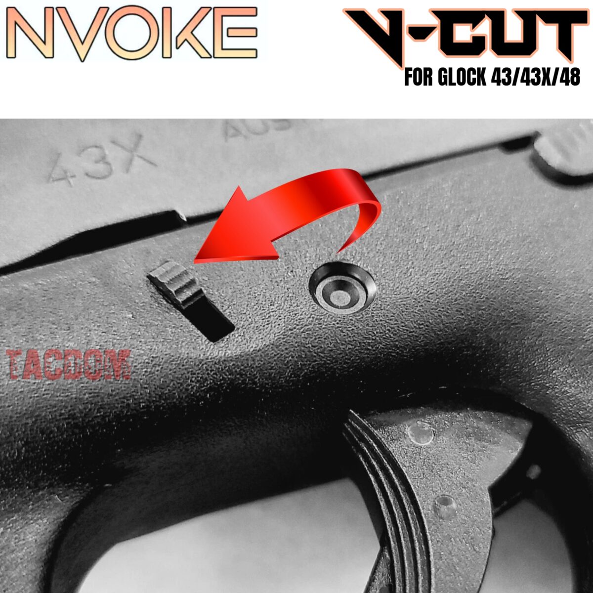NVOKE For GLOCK 43 43X 48 EXTENDED SLIDE LOCK TAKE DOWN - 316 STAINLESS - BLACK - Image 2