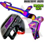 AGGRESSIVE ARMS RAZZOR JEWLERY RAINBOW FINISH for GLOCK GEN 3 "BILLET ALUMINUM" FLAT TRIGGER WITH RAINBOW BAR