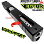 AGGRESSIVE ARMS VECTOR TOP Ported BLACK SLIDE + Compensated Barrel for GLOCK 34 GEN 1 2 3 4 - POLISHED STAINLESS STEEL - CHROME LIKE - Image 2