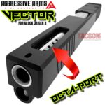AGGRESSIVE ARMS VECTOR TOP Ported BLACK SLIDE + Compensated Barrel for GLOCK 34 GEN 1 2 3 4 - POLISHED STAINLESS STEEL - CHROME LIKE - Image 6