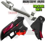 AGGRESSIVE ARMS RAZZOR STEALTH BLACK & RED for GLOCK GEN 3 "BILLET ALUMINUM" FLAT TRIGGER WITH ENHANCED BAR