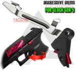 AGGRESSIVE ARMS RAZZOR STEALTH BLACK & RED for GLOCK GEN 5 "BILLET ALUMINUM" FLAT TRIGGER WITH ENHANCED BAR