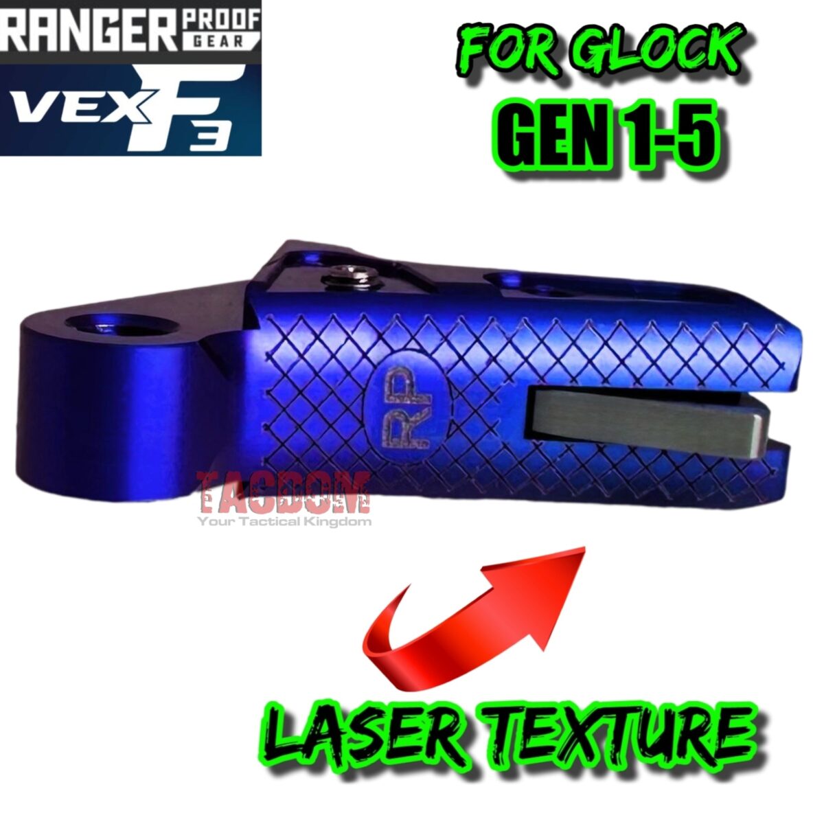 RANGER PROOF / JOHNNY GLOCK COLLABORATION VEX F3 DARK BLUE ADJUSTABLE TRIGGER for GLOCK GEN 1 2 3 4 5 - 17 19 19X 20 21 22 23 24 26 27 31 32 33 34 35 37 36 38 39 43 43x 45 48 - Image 4