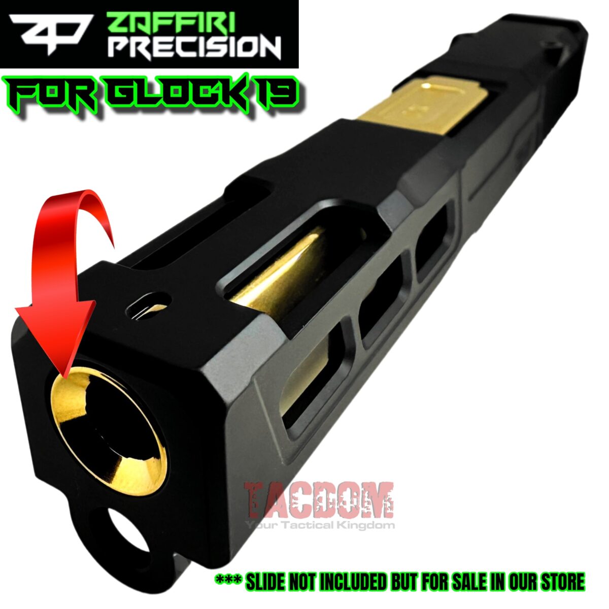 ZAFFIRI ZP.19BG SHINY GOLD FLUTED FLUSH CROWN BARREL for GLOCK 19 GEN 1 2 3 4 - Image 3