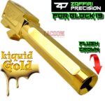 ZAFFIRI ZP.19BG SHINY GOLD FLUTED FLUSH CROWN BARREL for GLOCK 19 GEN 1 2 3 4