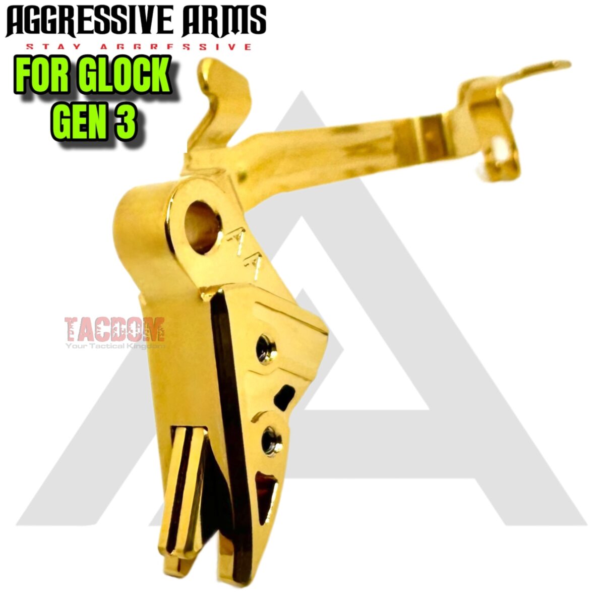 AGGRESSIVE ARMS RAZZOR JEWLERY GOLD FINISH for GLOCK GEN 3 "BILLET ALUMINUM" FLAT TRIGGER WITH ENHANCED GOLD BAR - Image 3