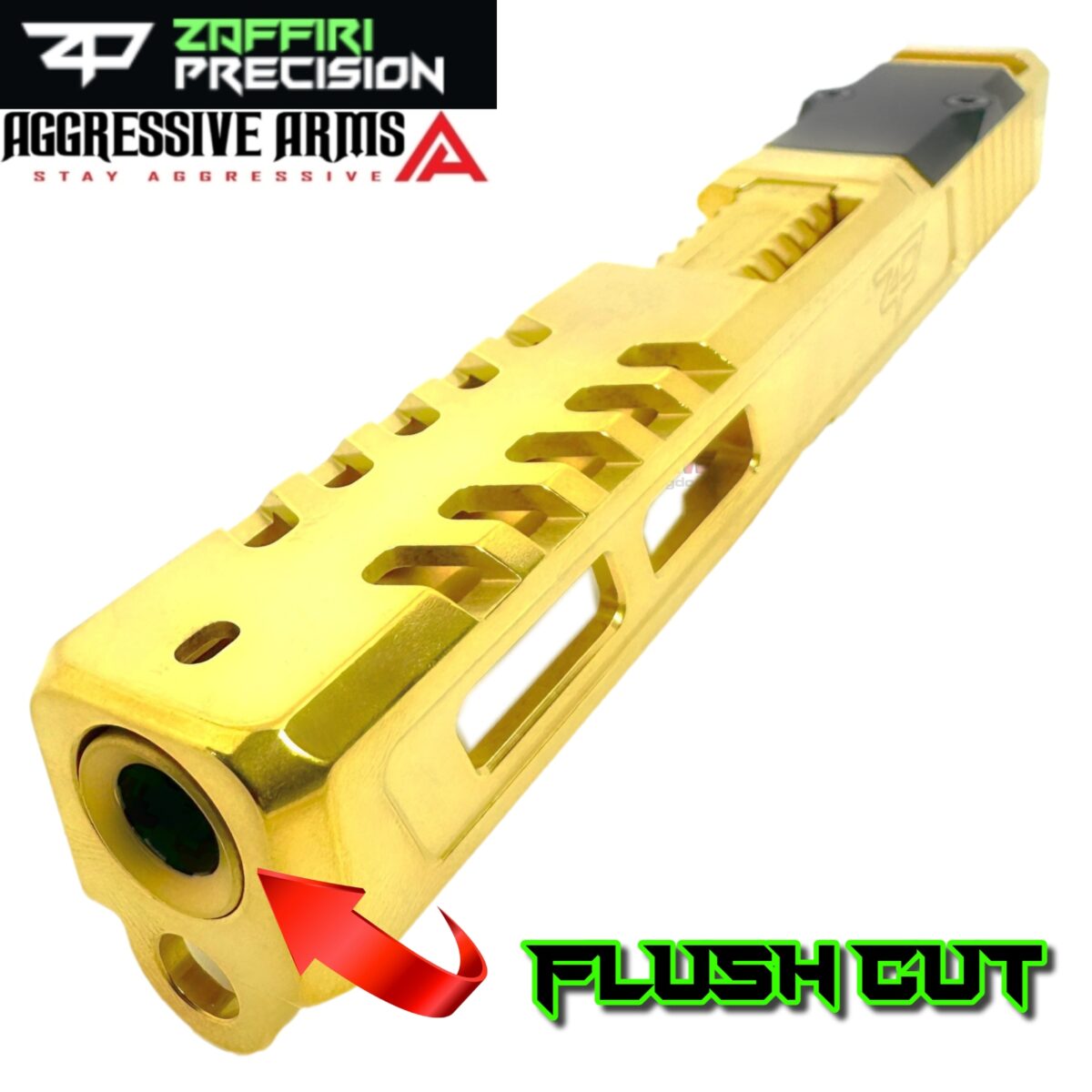 ZAFFIRI SHINY GOLD ZPS.2 RMR SLIDE For GLOCK 17 GEN 3 + RAAZOR FLUSH CUT BARREL - Image 2