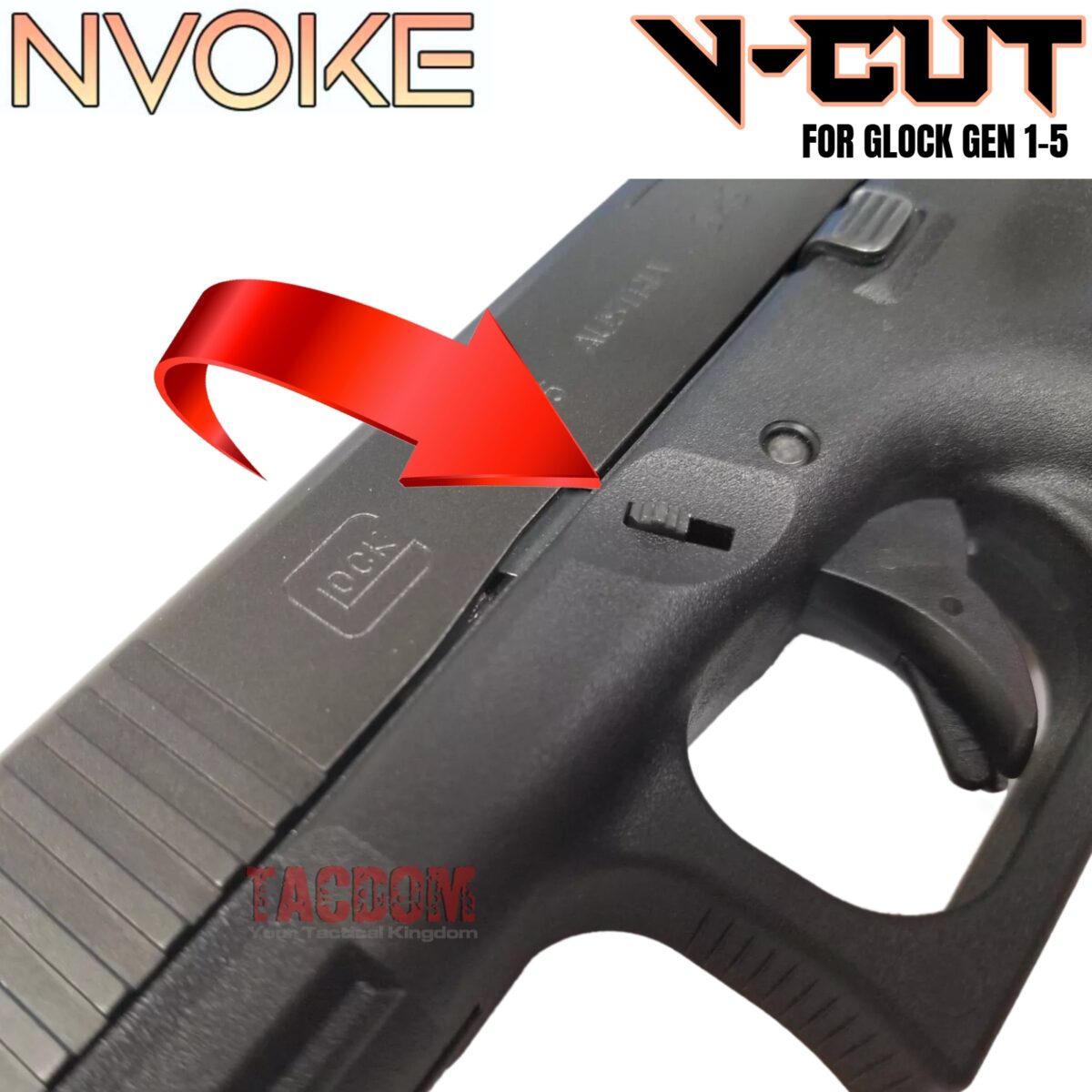 NVOKE For GLOCK GEN 1 2 3 4 5 EXTENDED SLIDE LOCK TAKE DOWN - 316 STAINLESS - BLACK - Image 2