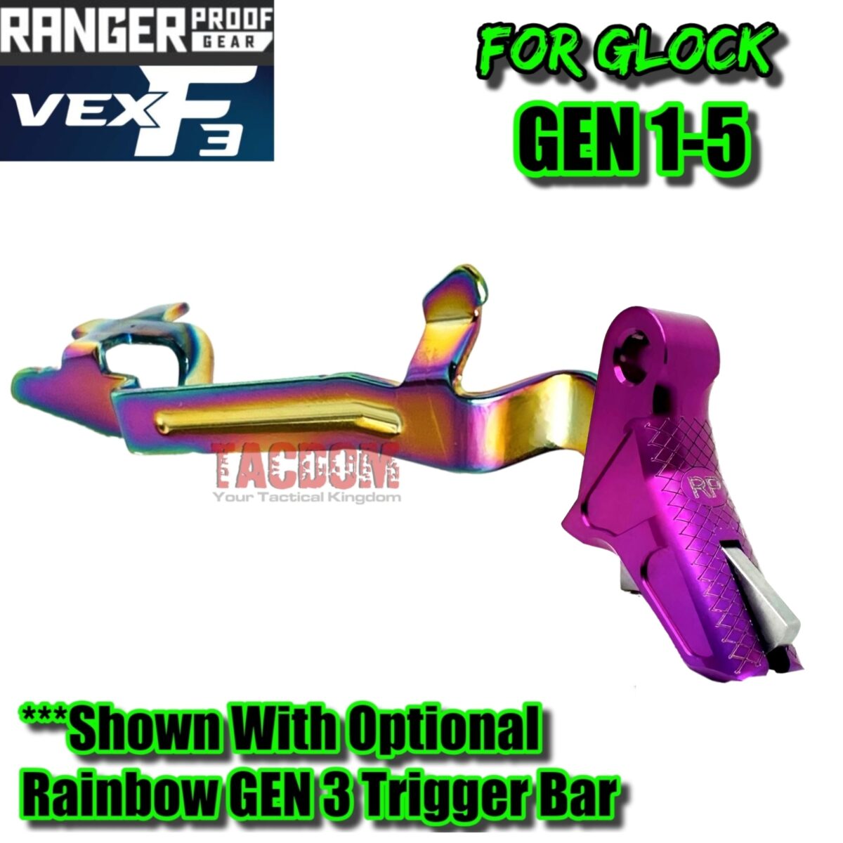 RANGER PROOF / JOHNNY GLOCK COLLABORATION VEX F3 PURPLE ADJUSTABLE TRIGGER for GLOCK GEN 1 2 3 4 5 - 17 19 19X 20 21 22 23 24 26 27 31 32 33 34 35 37 36 38 39 43 43x 45 48 - Image 8