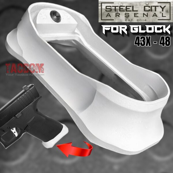 STEEL CITY ARSENAL GLOCK GEN 5 43X - 48  ENHANCED "TACDOM EXCLUSIVE" STORM WHITE MAGWELL – FITS OEM GLOCK FACTORY FRAMES