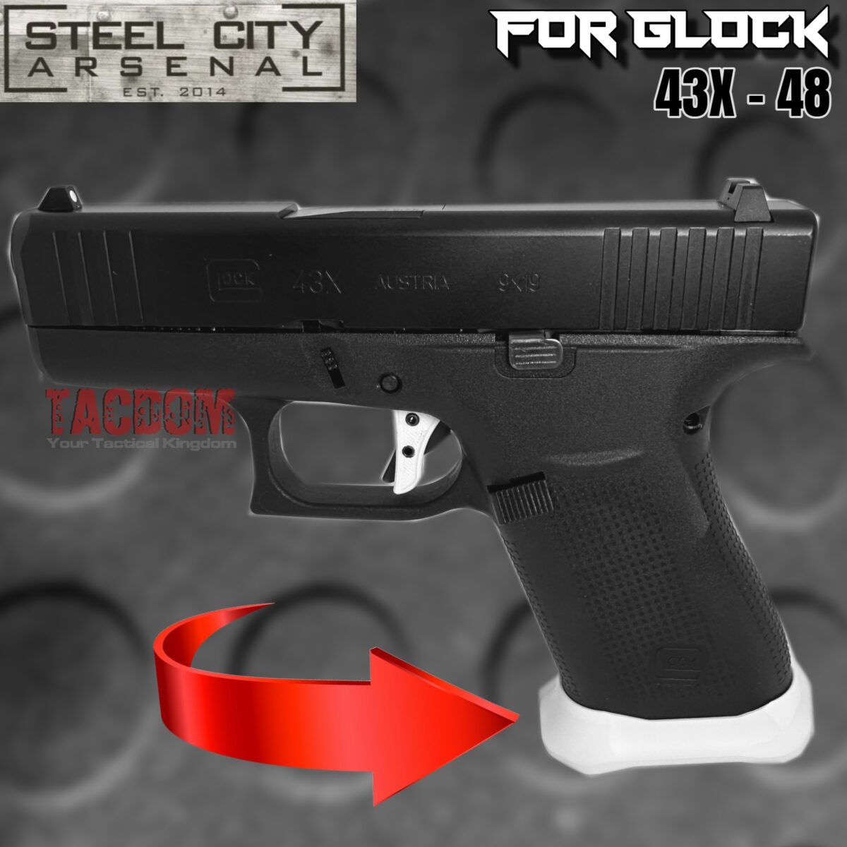 STEEL CITY ARSENAL GLOCK GEN 5 43X - 48  ENHANCED "TACDOM EXCLUSIVE" STORM WHITE MAGWELL – FITS OEM GLOCK FACTORY FRAMES - Image 2