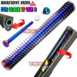 AGGRESSIVE GUIDE ROD Assembly for GLOCK 17 Gen 3 -17LB Spring - RAINBOW CHAMELEON over Stainless Steel