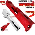 AGGRESSIVE ARMS INFERNO RED PORTED RMR SLIDE AND POLISHED STAINLESS STEEL BARREL FOR GLOCK 26 GEN 3