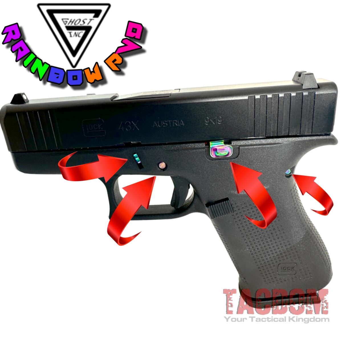 GHOST INC for GLOCK 42 43 43X 48 RAINBOW TRIGGER and HOUSING PINS + EXTENDED SLIDE RELEASE + SLIDE LOCK - Image 6