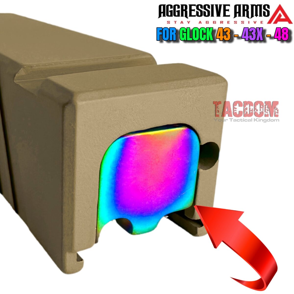 AGGRESIVE ARMS "VECTOR" RAINBOW PVD SLIDE END PLATE For GLOCK 43 43x 48 - STAINLESS STEEL - Image 3