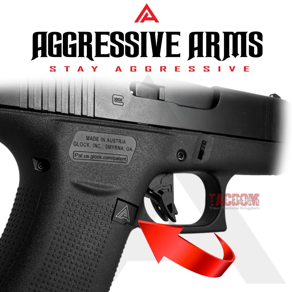 AGGRESSIVE ARMS STEALTH BLACK EXTENDED MAGAZINE CATCH for GLOCK 43X and 48 "SPIKES" - Image 4