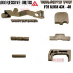AGGRESSIVE ARMS FDE TAN CERAKOTED PARTS FOR GLOCK 43X / 48 - GHOST EXTENDED SLIDE RELEASE / CATCH - SLIDE LOCK - PINS - REAR COVER PLATE - MAGAZINE CATCH - Image 2