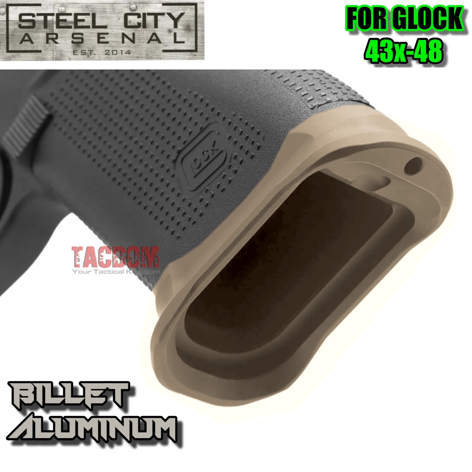 43xfdeweb23 STEEL CITY ARSENAL GLOCK GEN 5 43X - 48  ENHANCED "TACDOM EXCLUSIVE" FDE TAN MAGWELL – FITS OEM GLOCK FACTORY FRAMES - Image 3