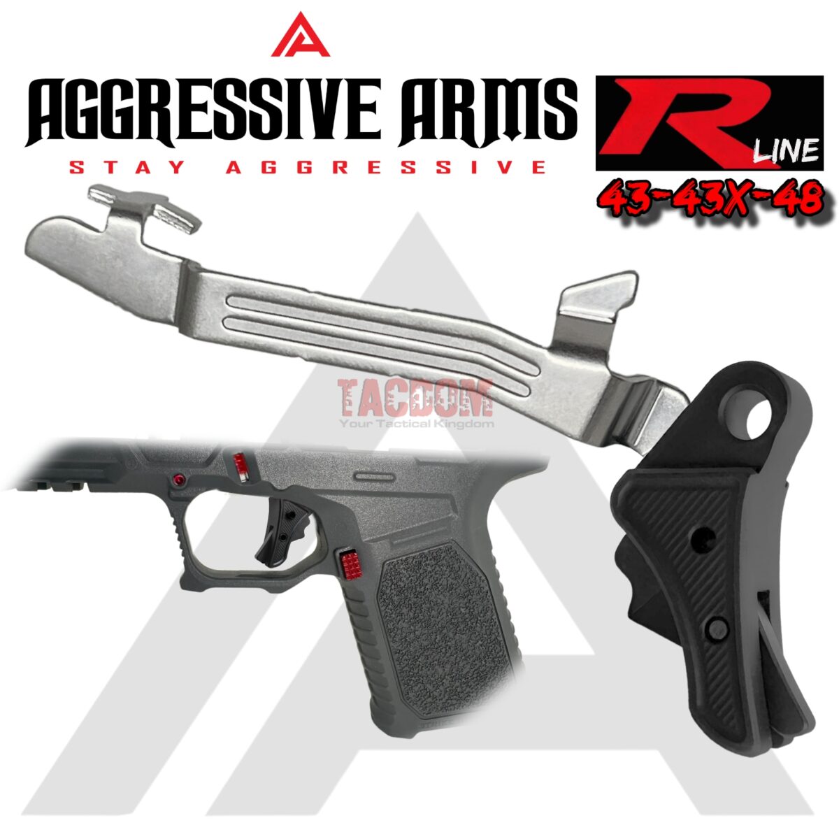 AGGRESSIVE ARMS R-LINE for GLOCK  43 43X 48 "BILLET ALUMINUM" TRIGGER STEALTH BLACK - With POLISHED TRIGGER BAR - Image 1