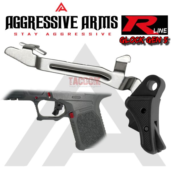 AGGRESSIVE ARMS R-LINE for GLOCK GEN 5 BILLET ALUMINUM TRIGGER STEALTH BLACK - With POLISHED TRIGGER BAR -  17 18 19 19X 22 23 26 27 31 32 33 34 35 45