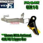 RANGER PROOF / JOHNNY GLOCK COLLABORATION VEX F3 "EXCLUSIVE" BLACK / GOLD ADJUSTABLE TRIGGER for GLOCK GEN 1 2 3 4 5 - 17 19 19X 20 21 22 23 24 26 27 31 32 33 34 35 37 36 38 39 43 43x 45 48 - Image 6