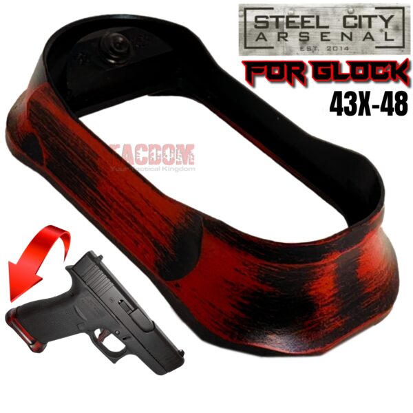 STEEL CITY ARSENAL GLOCK GEN 5 43X - 48  ENHANCED "TACDOM EXCLUSIVE" BATTLEWORN RED MAGWELL – FITS OEM GLOCK FACTORY FRAMES