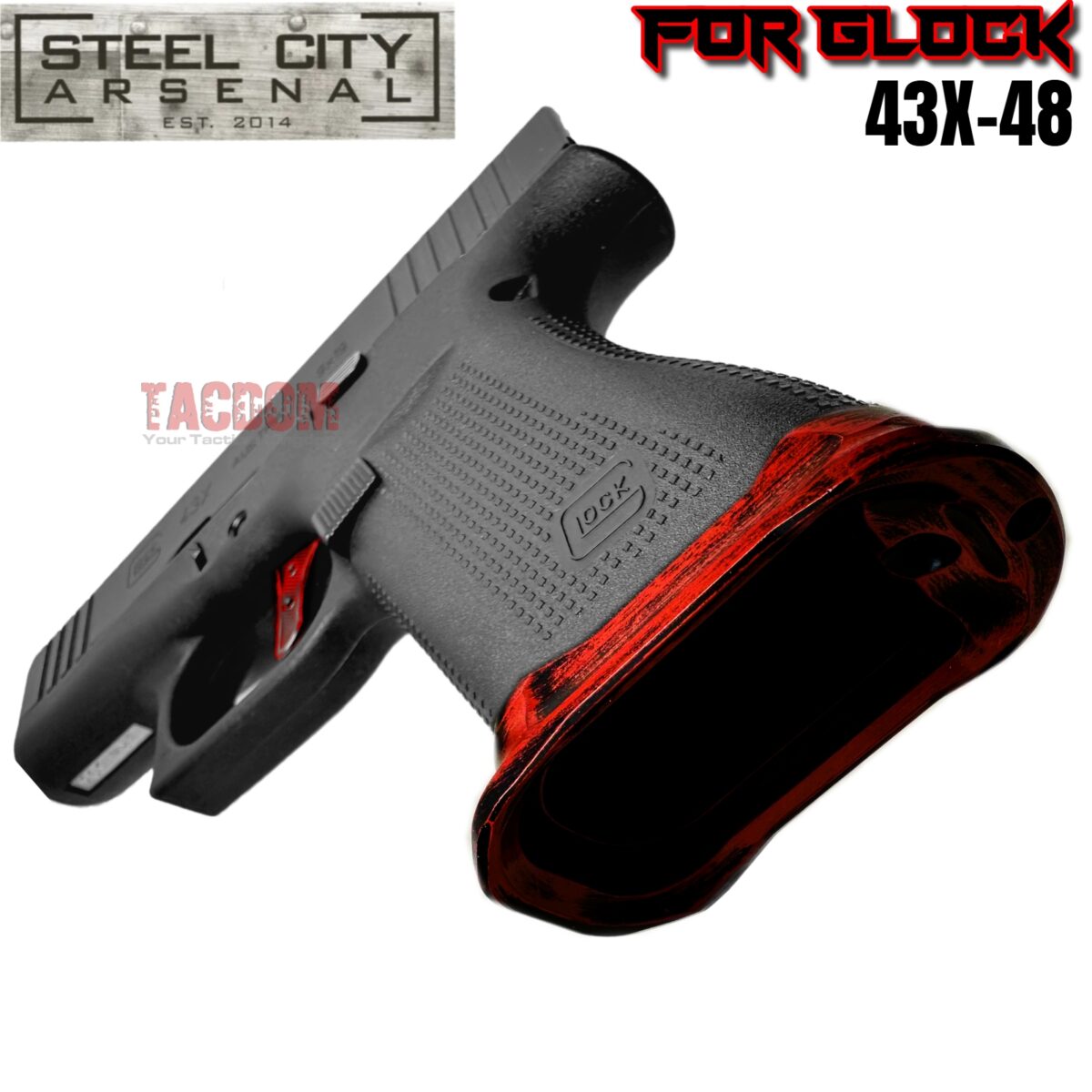STEEL CITY ARSENAL GLOCK GEN 5 43X - 48  ENHANCED "TACDOM EXCLUSIVE" BATTLEWORN RED MAGWELL – FITS OEM GLOCK FACTORY FRAMES - Image 4